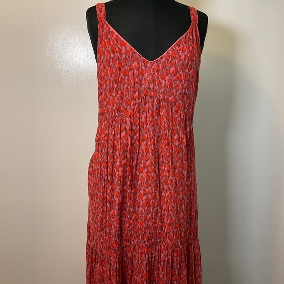 15. Joie Pink Tiered Maxi Sundress Plunge Neckline Resort Wear Size XXL - Picture 6 of 12